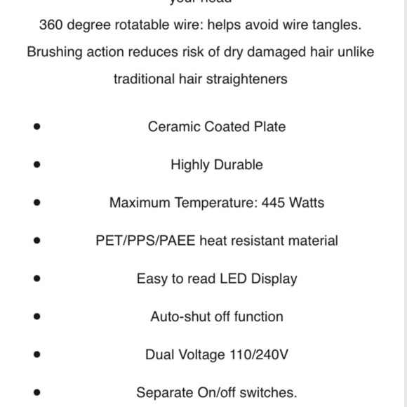 Be in Beauty | NWT IONIC Hair Brush Straightener, Teal Blue. - Picture 7 of 7